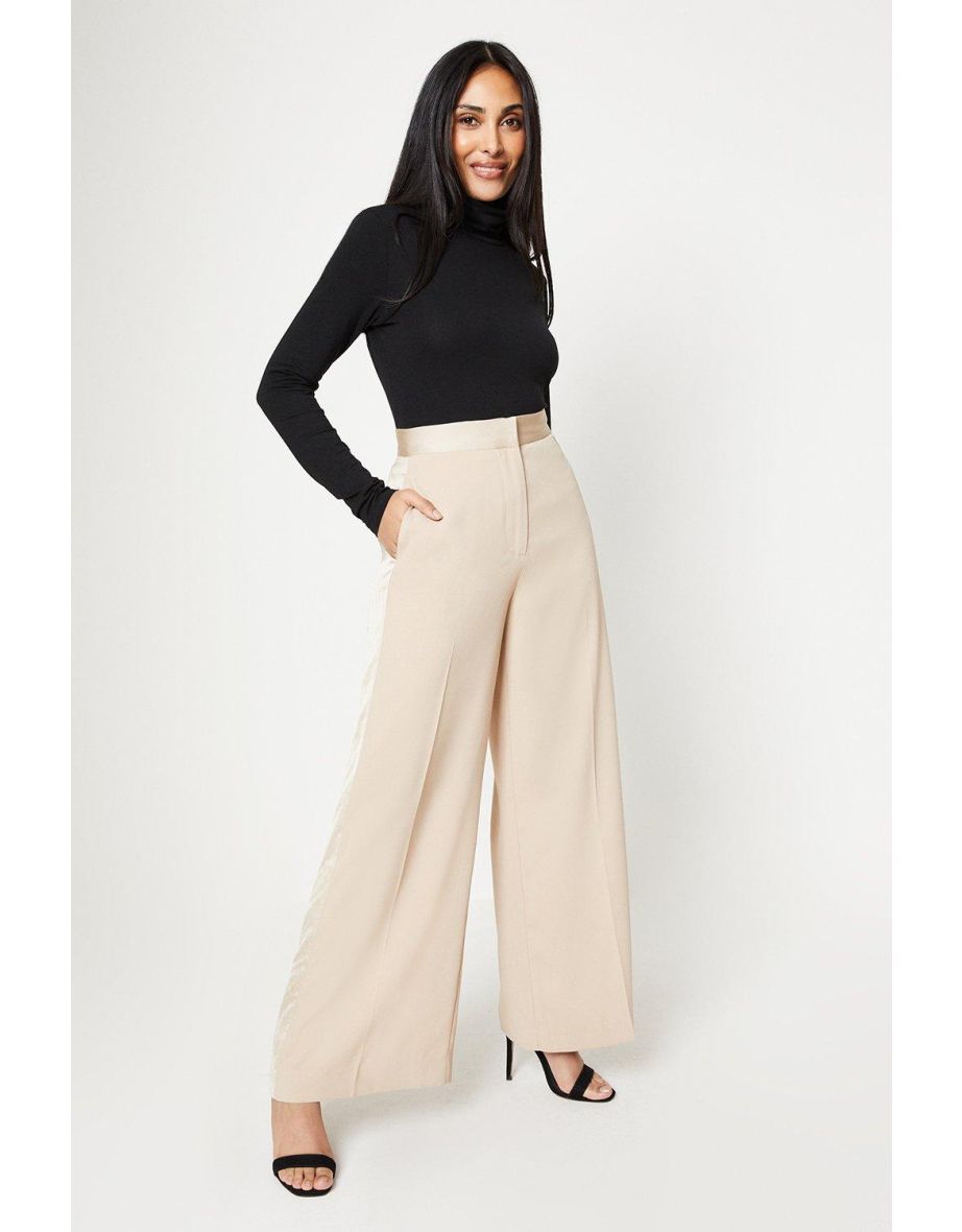 Petite Satin Stitch Detail Trouser