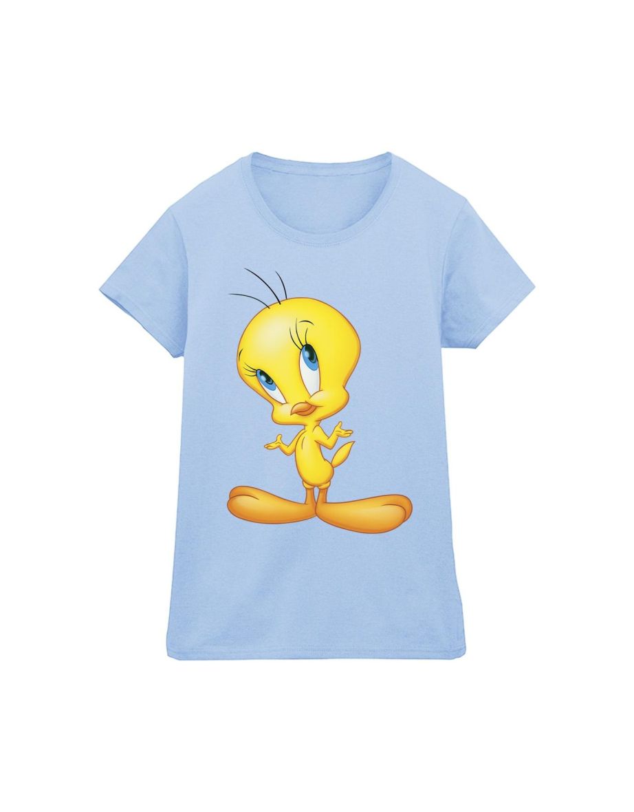 Looney Tunes Womens/Ladies Tweety Standing Cotton T-Shirt - Baby Blue - 1