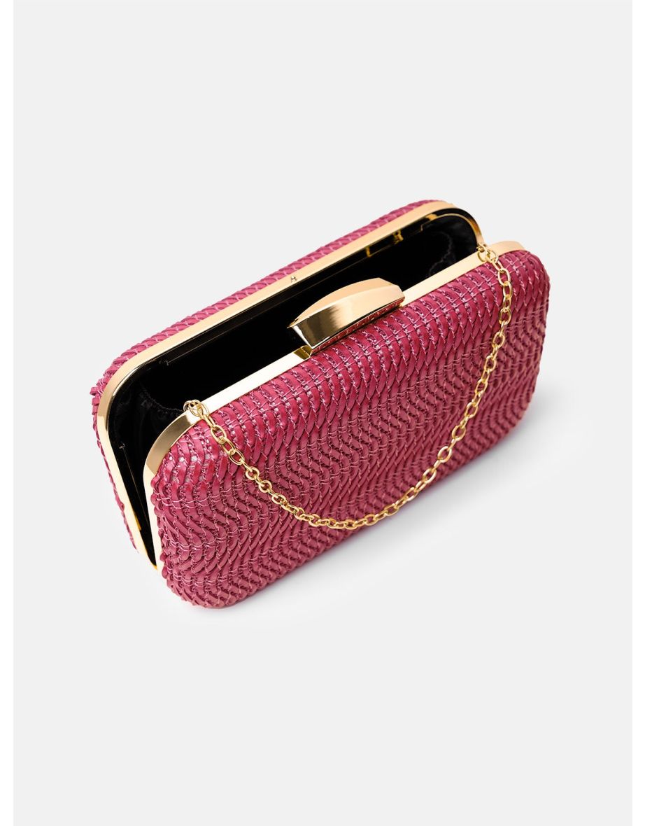 ALEXANDRA TEXTURED BOXY CLUTCH BAG IN RED - 2