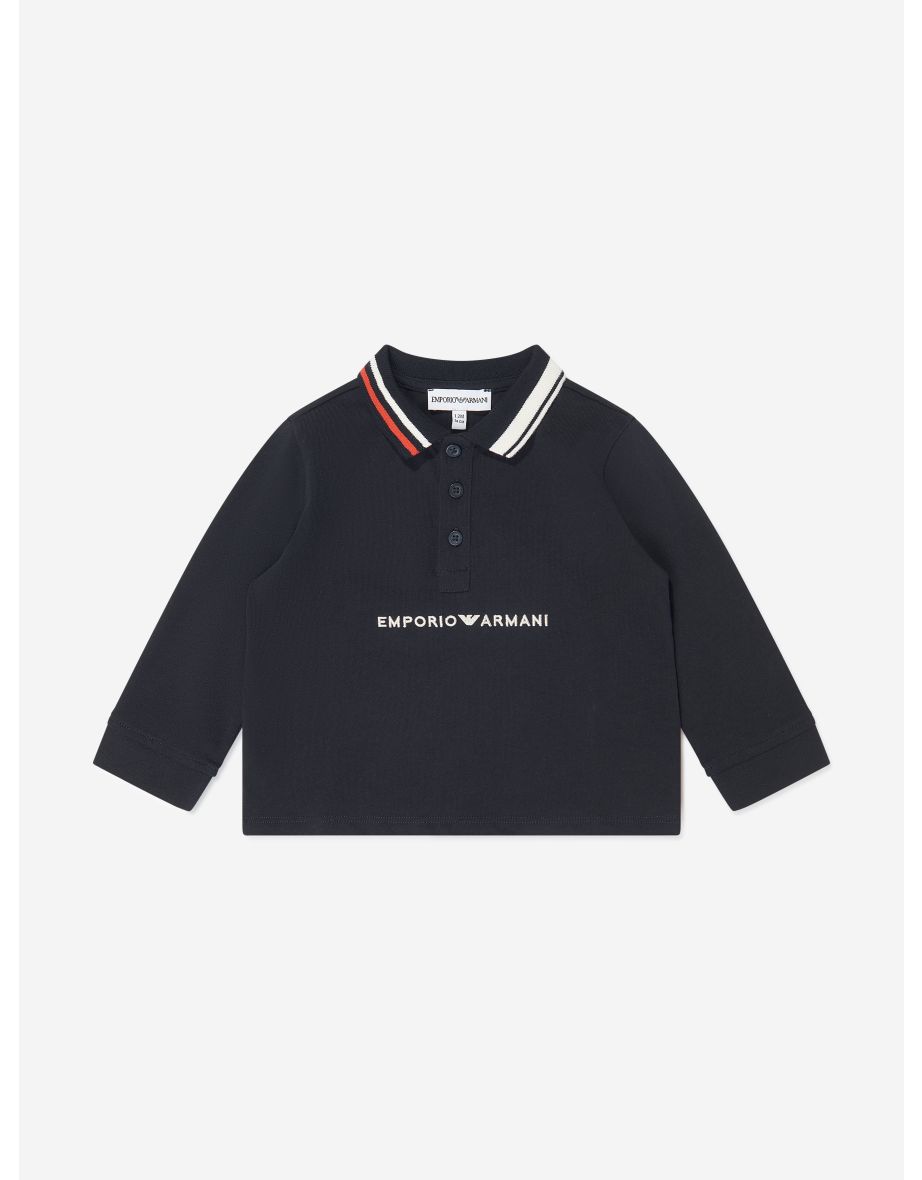 Shop Emporio Armani Baby Boys Long Sleeve Polo Shirt in Navy Online in Bahrain VogaCloset