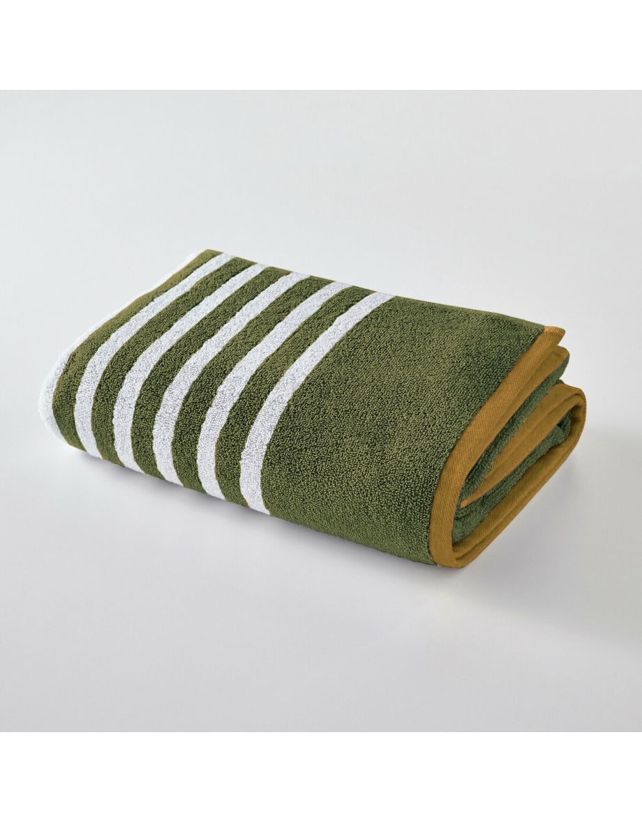 Scenario Striped Terry Cotton Bath Towel - 1