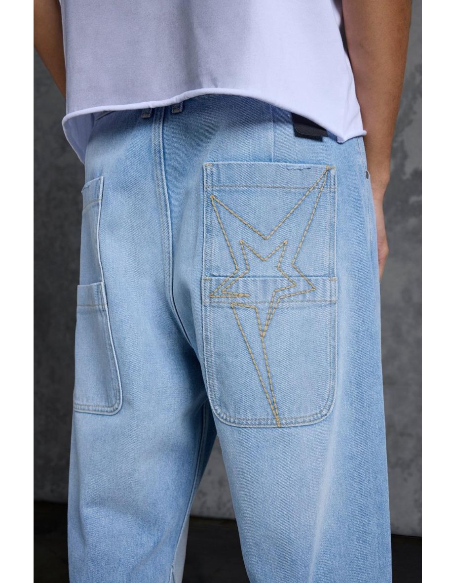 Gunna Wide Leg 90's Skater Jeans With Let Down Hem - light blue - 2