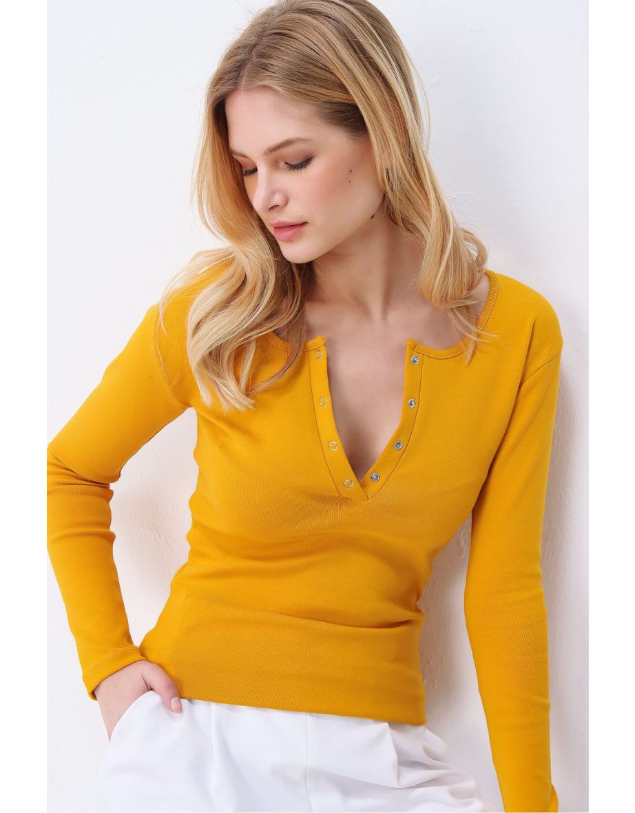 Women's Yellow Snap-On Camisole Top