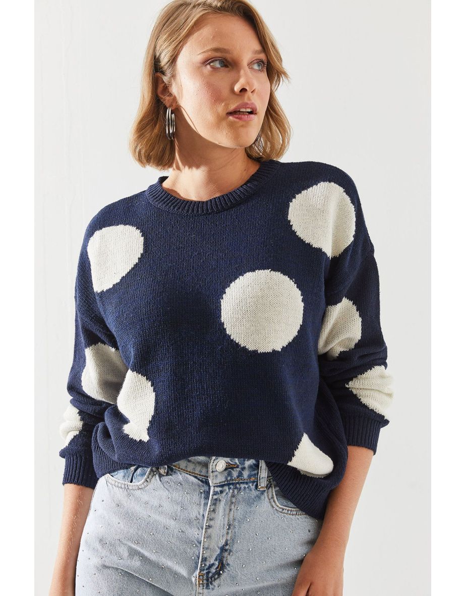 Women's Polka Dot Knitted Sweater - 5
