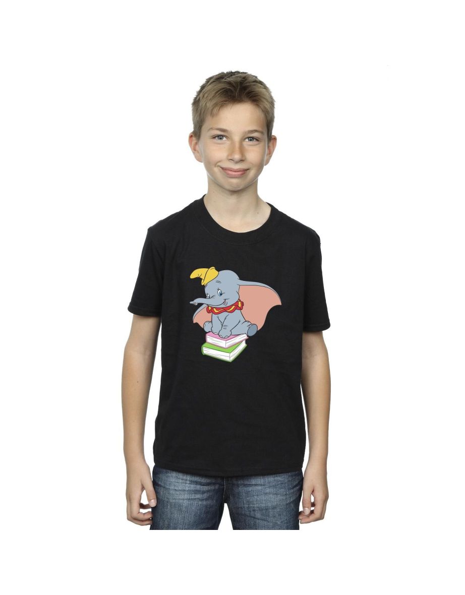 Disney Boys Dumbo Sitting On Books T-Shirt - Black