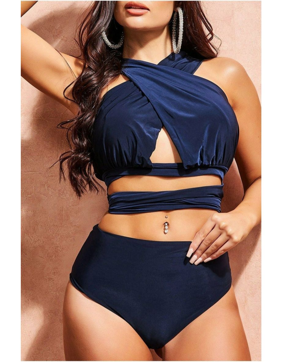Goddiva Multiway Bikini - Navy - 3