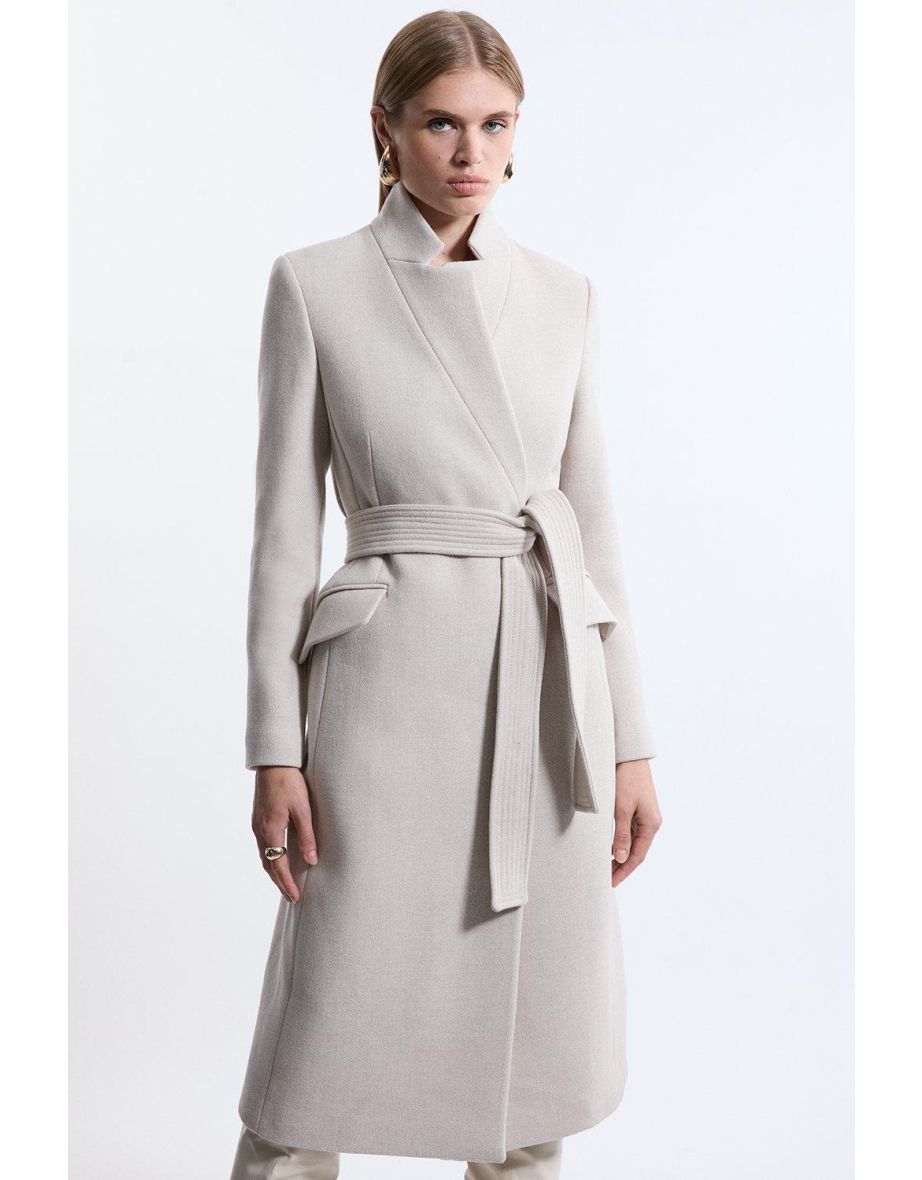 Premium Italian Manteco Wool Investment Notch Neck Tailored Midi Coat