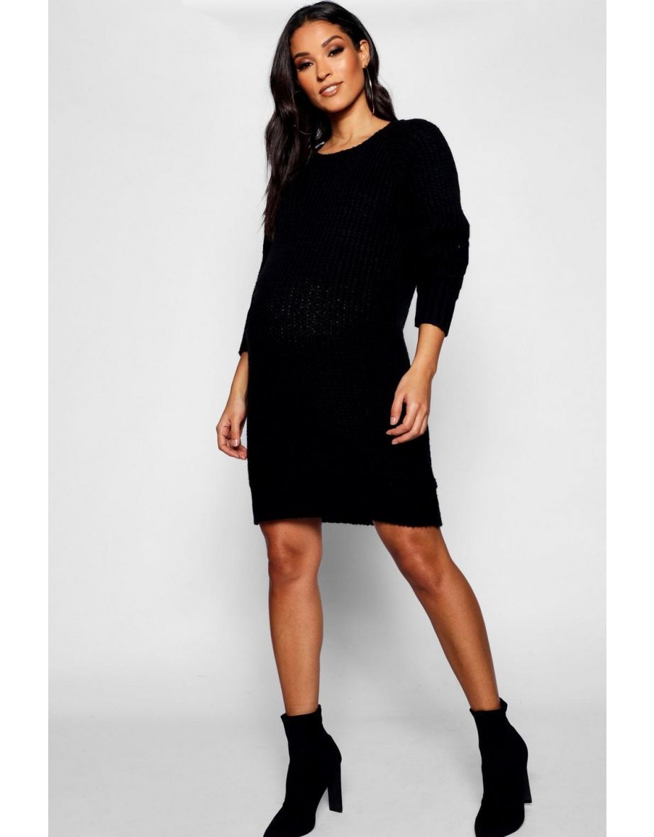 Maternity Soft Knit Jumper Dress - black