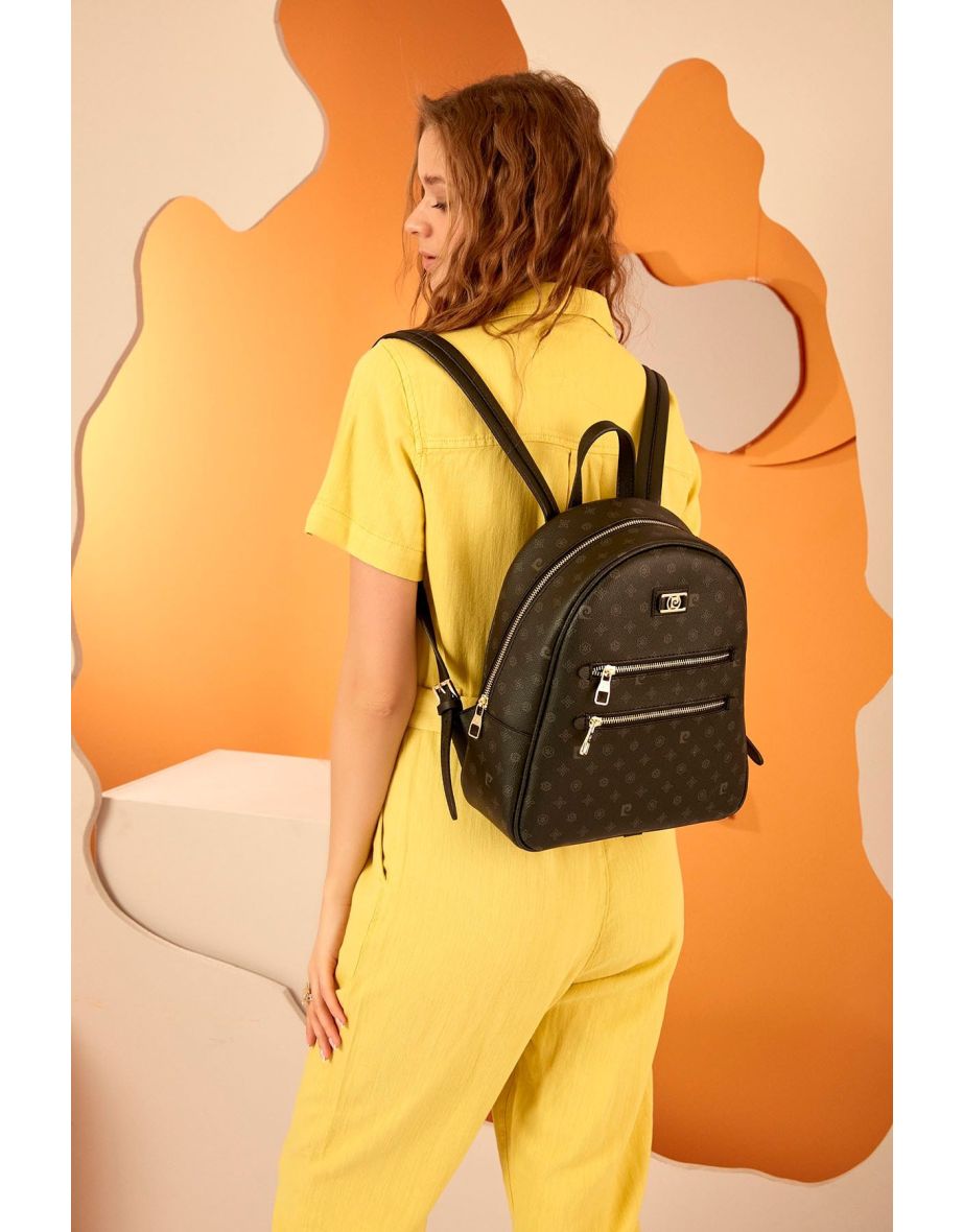 Black Monogram Women's Backpack