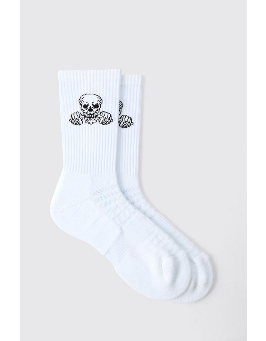 Man Active Gym Skull Crew Socks