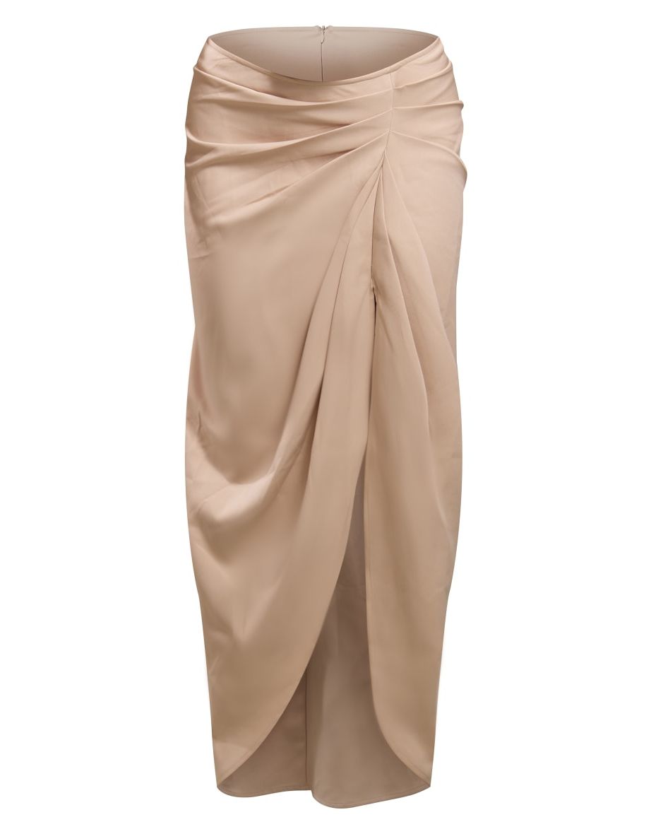 Stone Woven Ruched Skirt Midi Skirt - 4