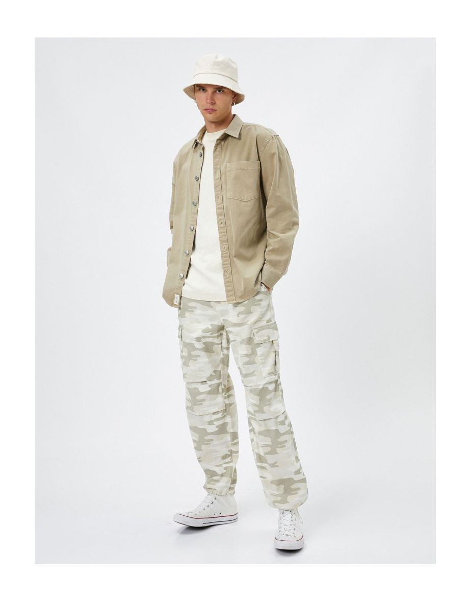 Camouflage Cargo Parachute Trousers Stopper Pocket Detailed