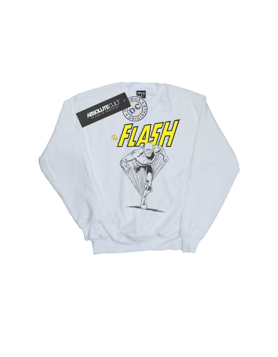 DC Comics Girls The Flash Mono Action Pose Sweatshirt - White