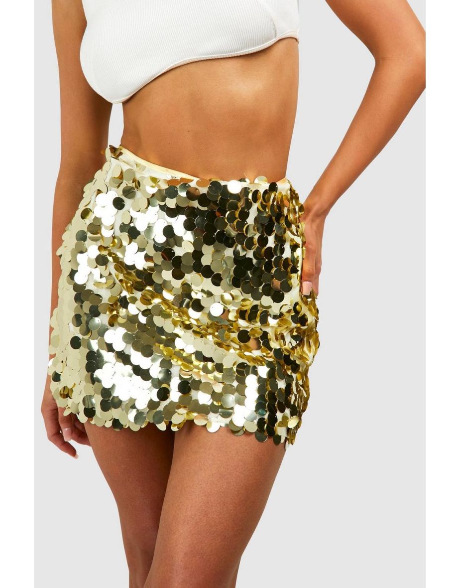 Festival Disc Sequin Mini Skirt - gold - 3