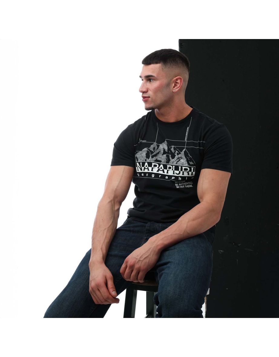 Men's Napapijri S Frame Crew T-Shirt in Black - 3
