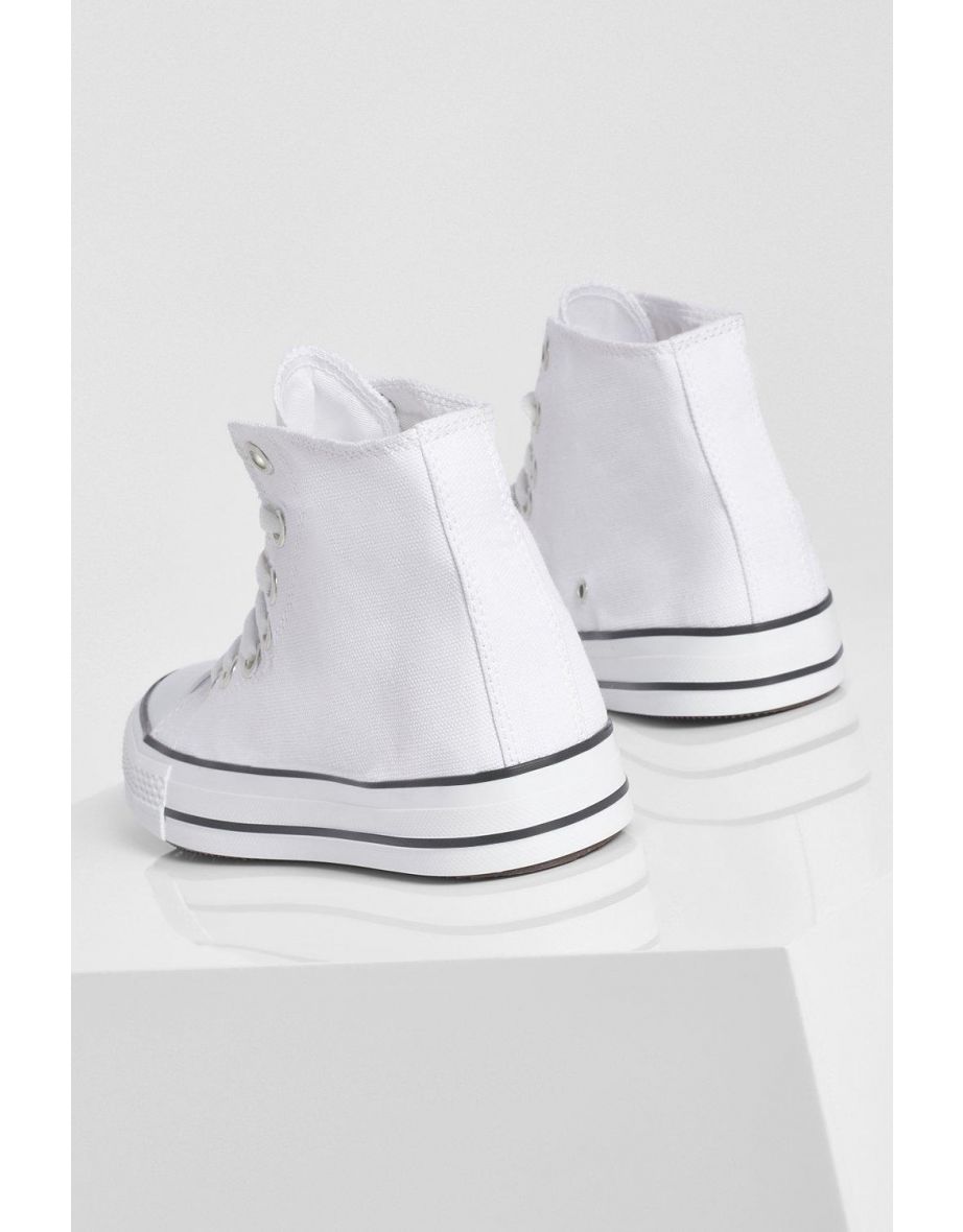 High Top Canvas Trainers - white - 3