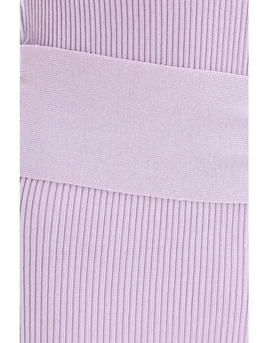 Lilac Knit Tie Belt Bodycon Midi Dress - 5