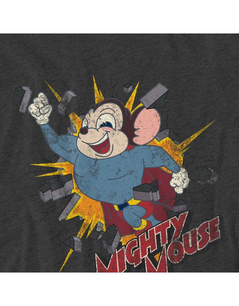 Mighty Mouse Unisex Adult Break Through T-Shirt - Charcoal - 3