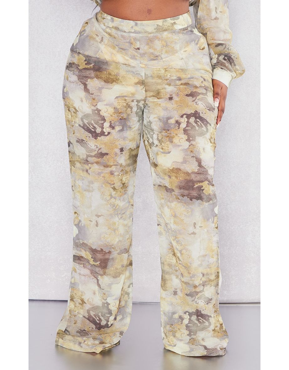 Plus Stone Camo Print Beach Flares