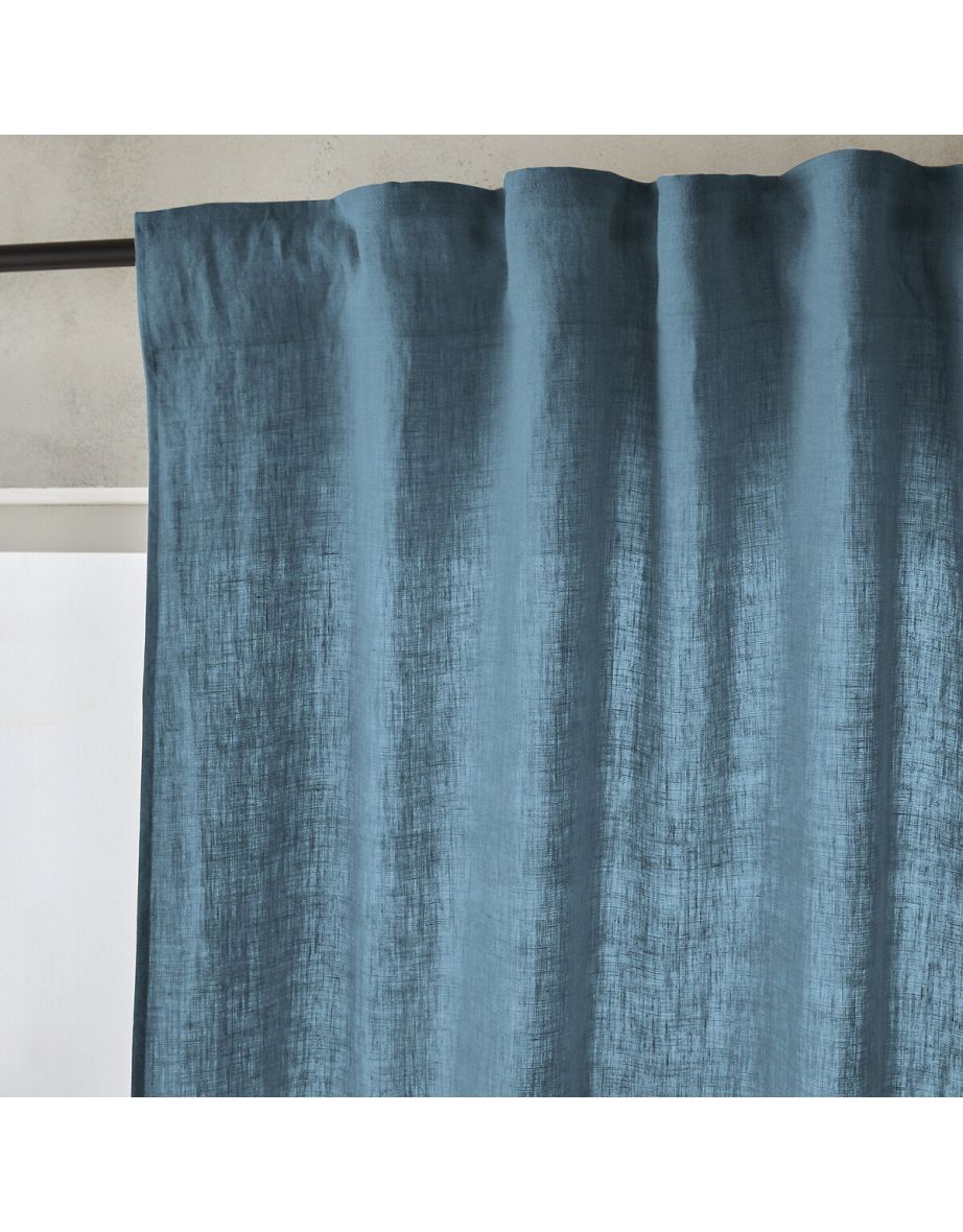 Private Ruffled Washed Linen Curtain - 1