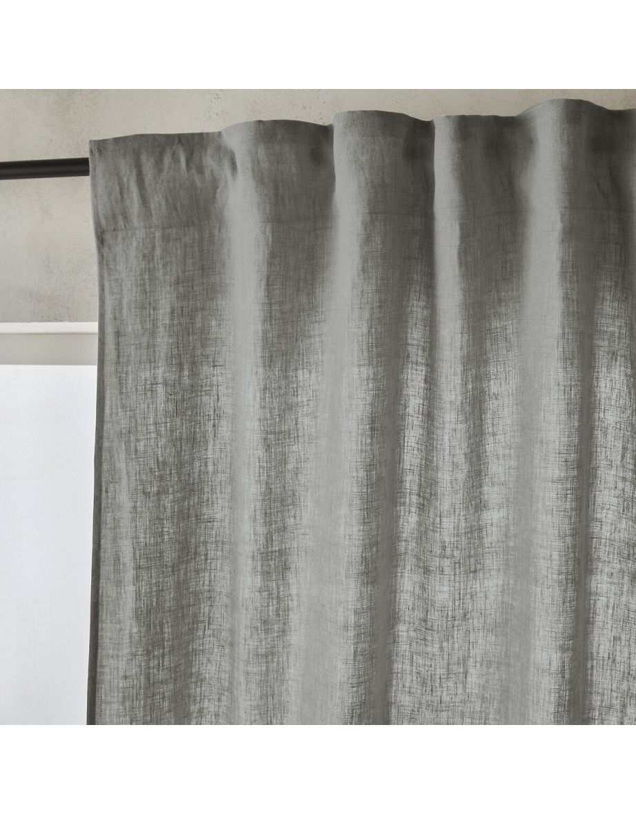 Private Ruffled Washed Linen Curtain - 1