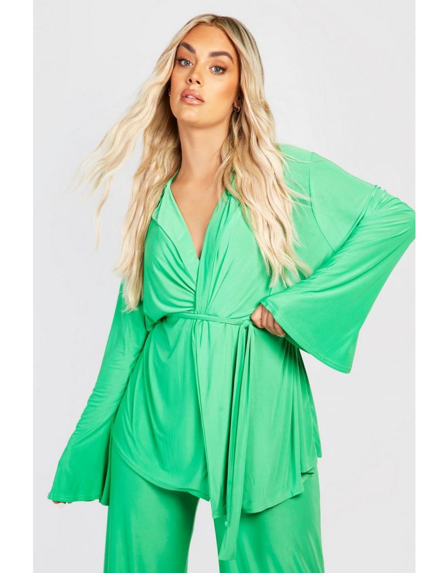 Plus Slinky Wrap Top - green