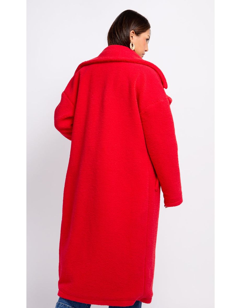 Red Teddy Coat by Vogue Williams - 3