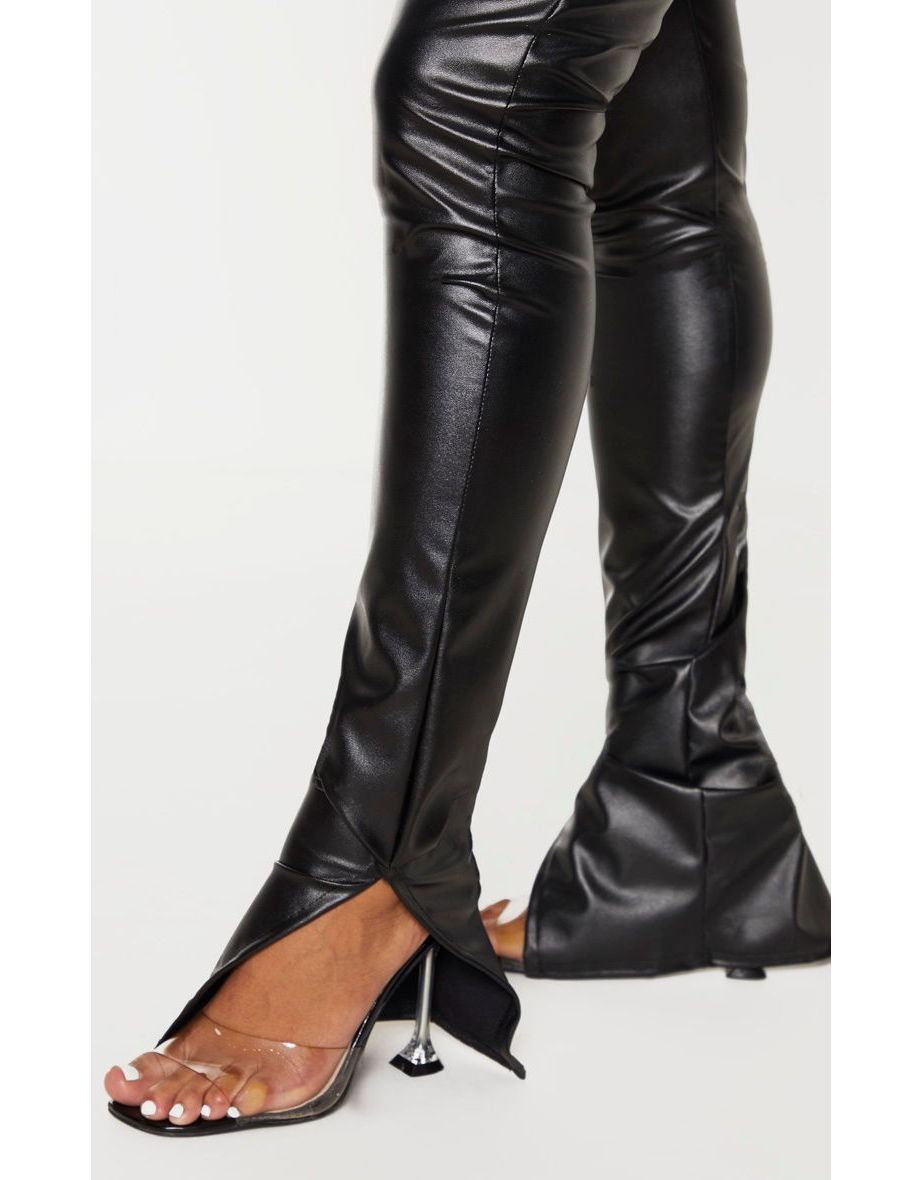 Shape Black PU Split Hem Trouser - 4