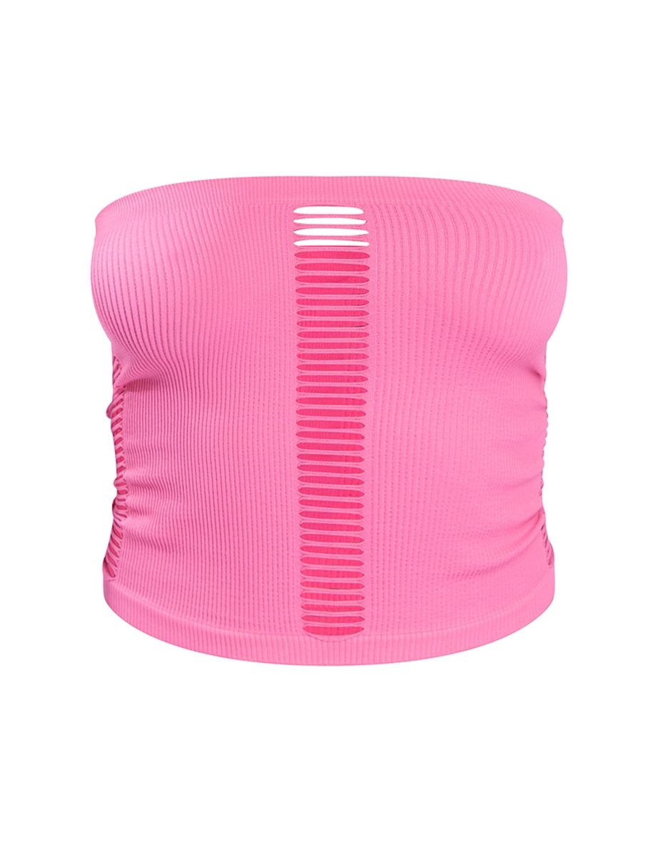 Pink Contour Rib Ladder Front Bandeau - 4