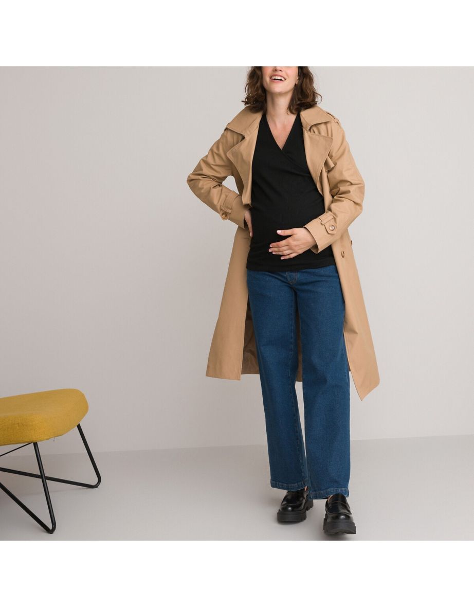 Maternity Wide Leg Jeans, Mid Rise Length 27.5"