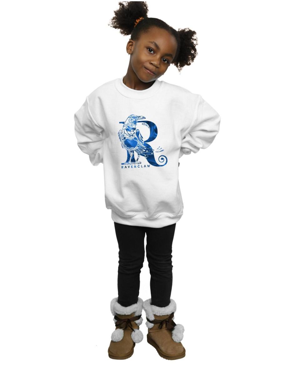 Harry Potter Girls Ravenclaw Raven Sweatshirt - White - 3