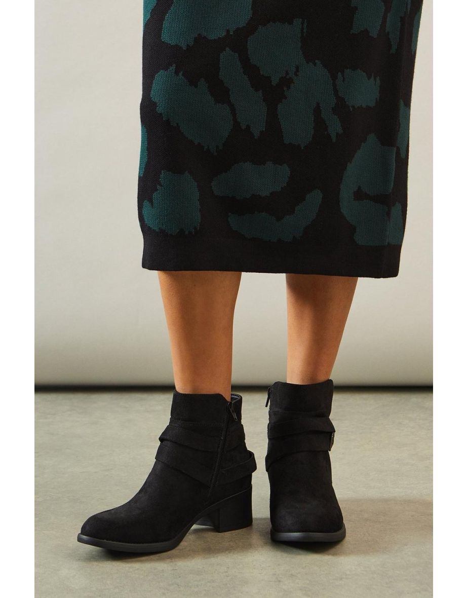Good For The Sole: Extra Wide Fit Mista Comfort Buckle Detail Ankle Boots