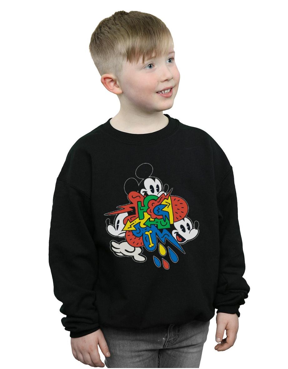 Disney Boys Mickey Mouse Vintage Arrows Sweatshirt - Black