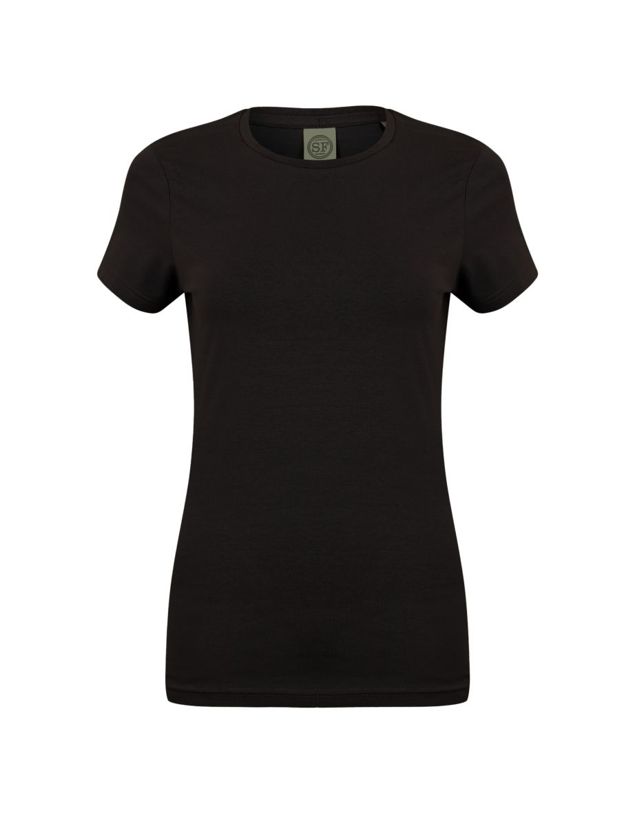 Skinni Fit Womens/Ladies Feel Good Stretch Short Sleeve T-Shirt - Black