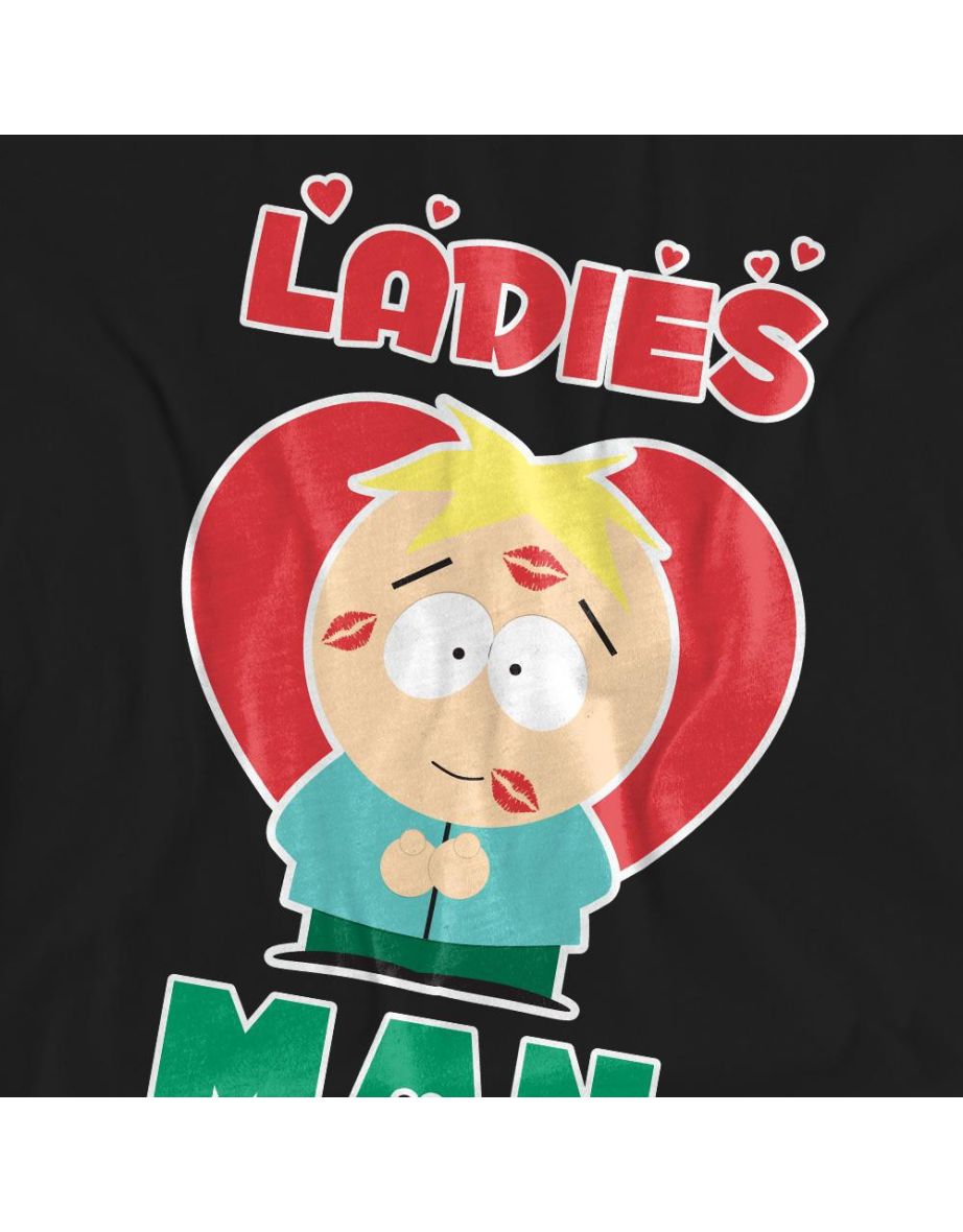 South Park Unisex Adult Ladies Man Butters Valentine`s Day T-Shirt - Black - 3
