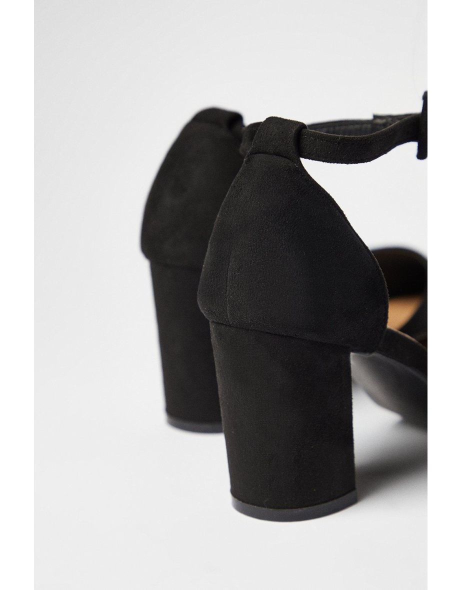 Wide Fit Eddie Covered Buckle Pointed Block Heel Court Shoes - 3