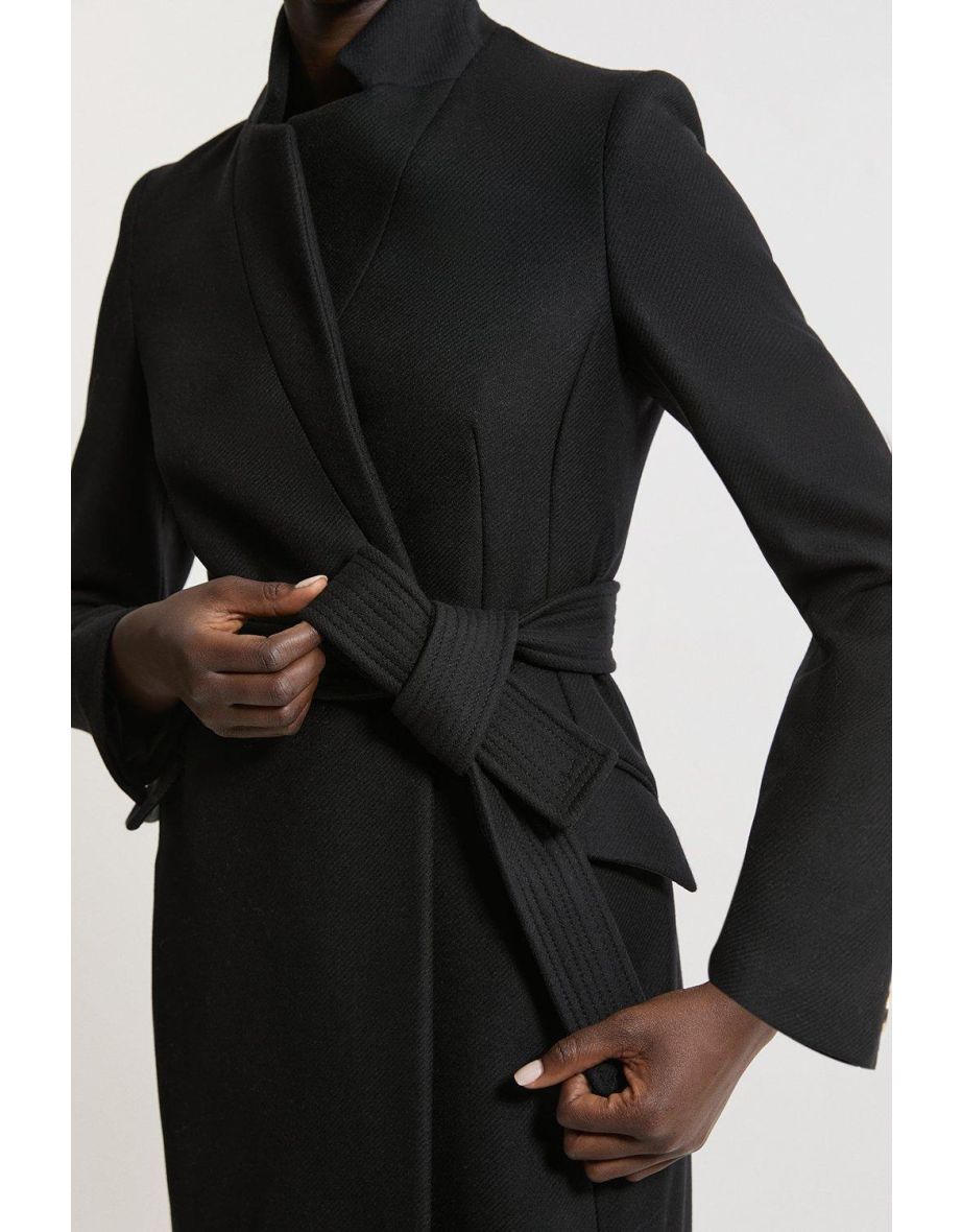 Premium Italian Manteco Wool Investment Notch Neck Tailored Midi Coat - 3
