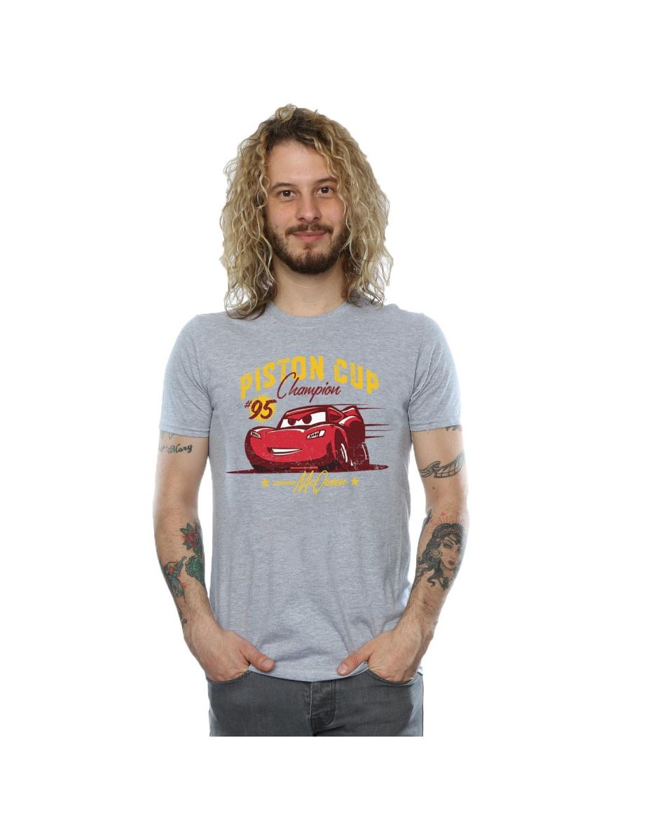 Shop Disney Mens Cars Piston Cup Champion T Shirt Sports Grey Online in Oman VogaCloset