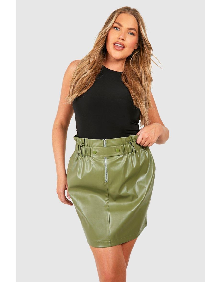 Shop Plus Pu Paperbag Waisted Mini Skirt Online in Oman VogaCloset