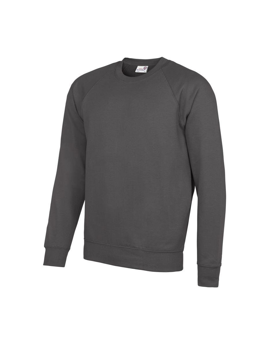 AWDis Academy Mens Crew Neck Raglan Sweatshirt - Charcoal