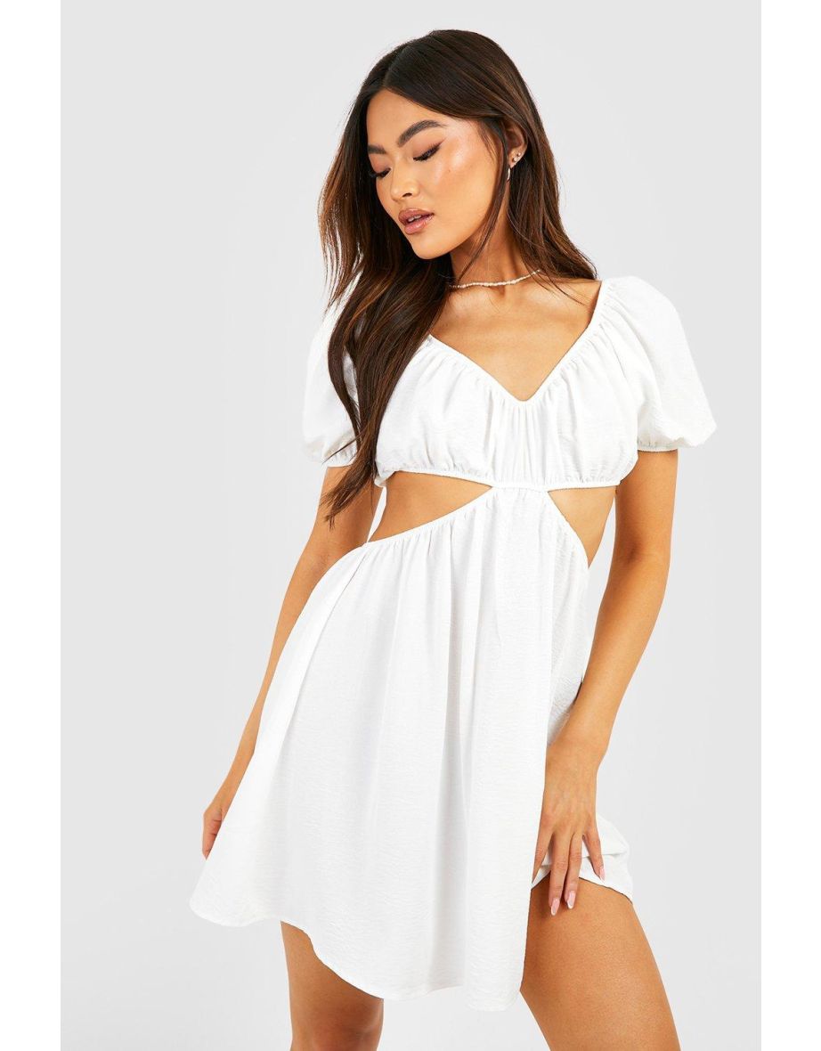 Cut Out Skater Dress - white