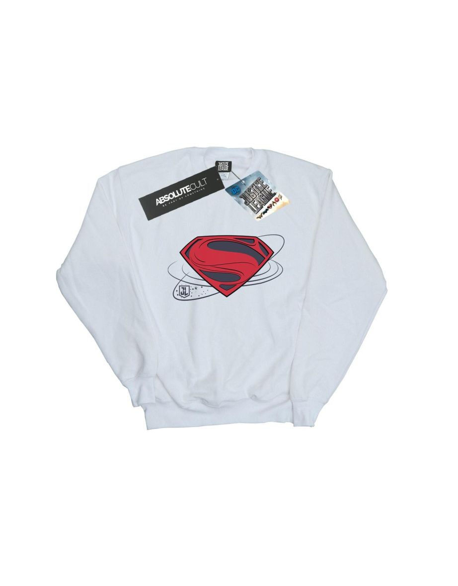 DC Comics Boys Justice League Movie Superman Logo Sweatshirt - White