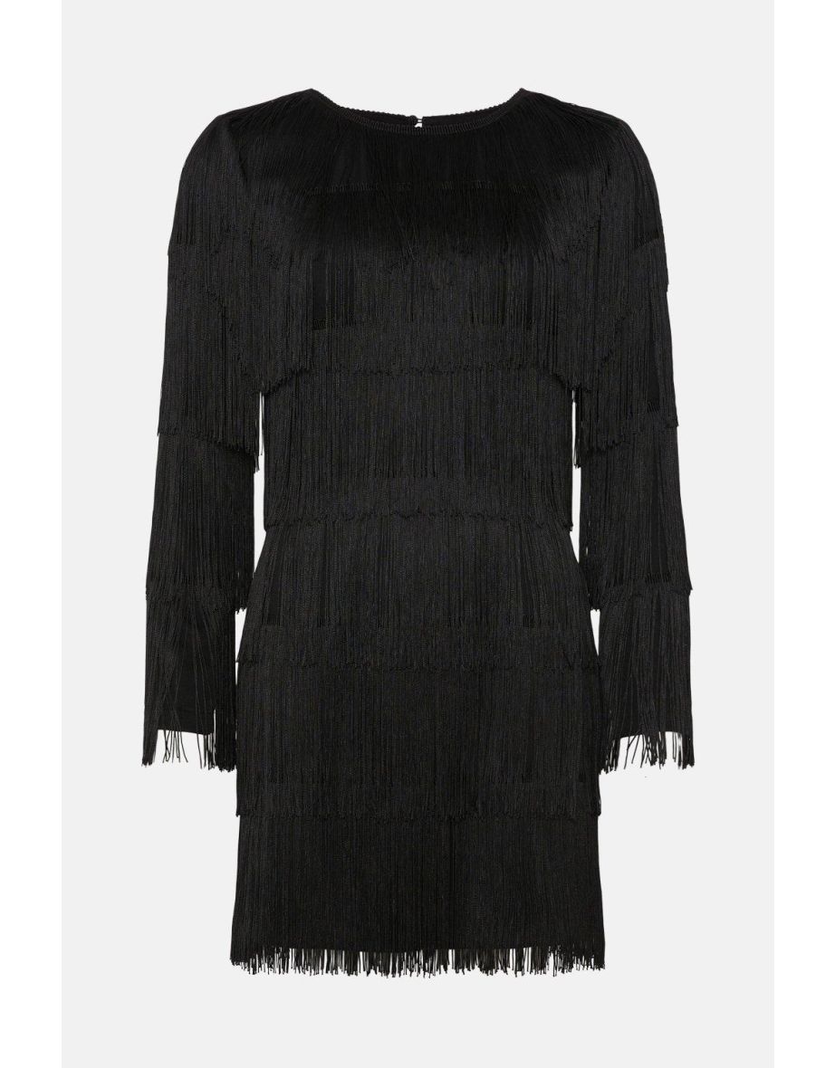 Rachel Stevens Fringed Long Sleeve Mini Dress - 2