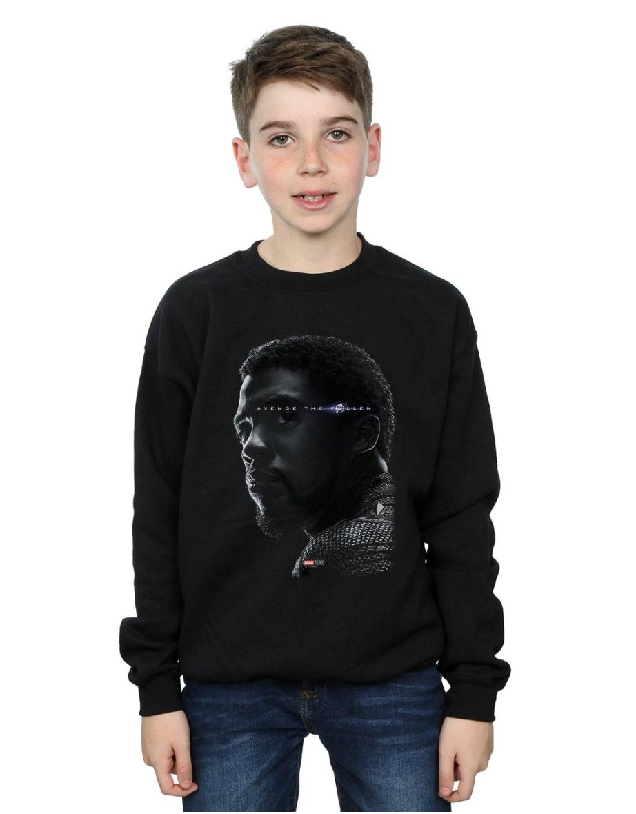 Marvel Boys Avengers Endgame Avenge The Fallen Black Panther Sweatshirt - Black