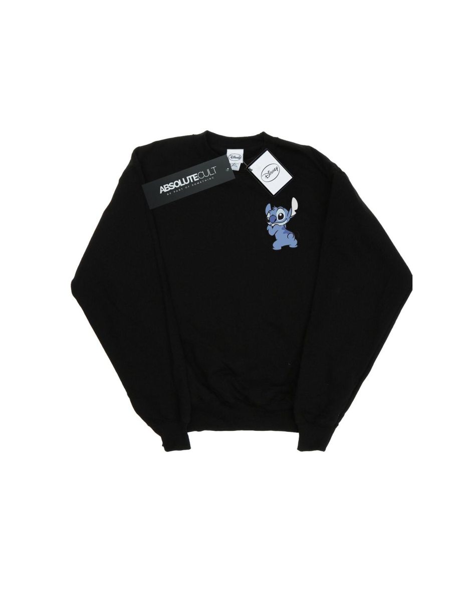 Disney Boys Lilo And Stitch Stitch Backside Breast Print Sweatshirt - Black