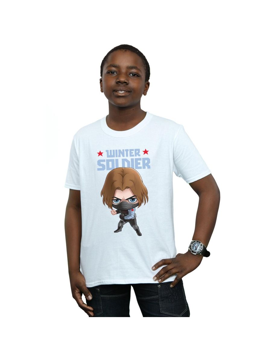 Marvel Boys Winter Soldier Bucky Toon T-Shirt - White