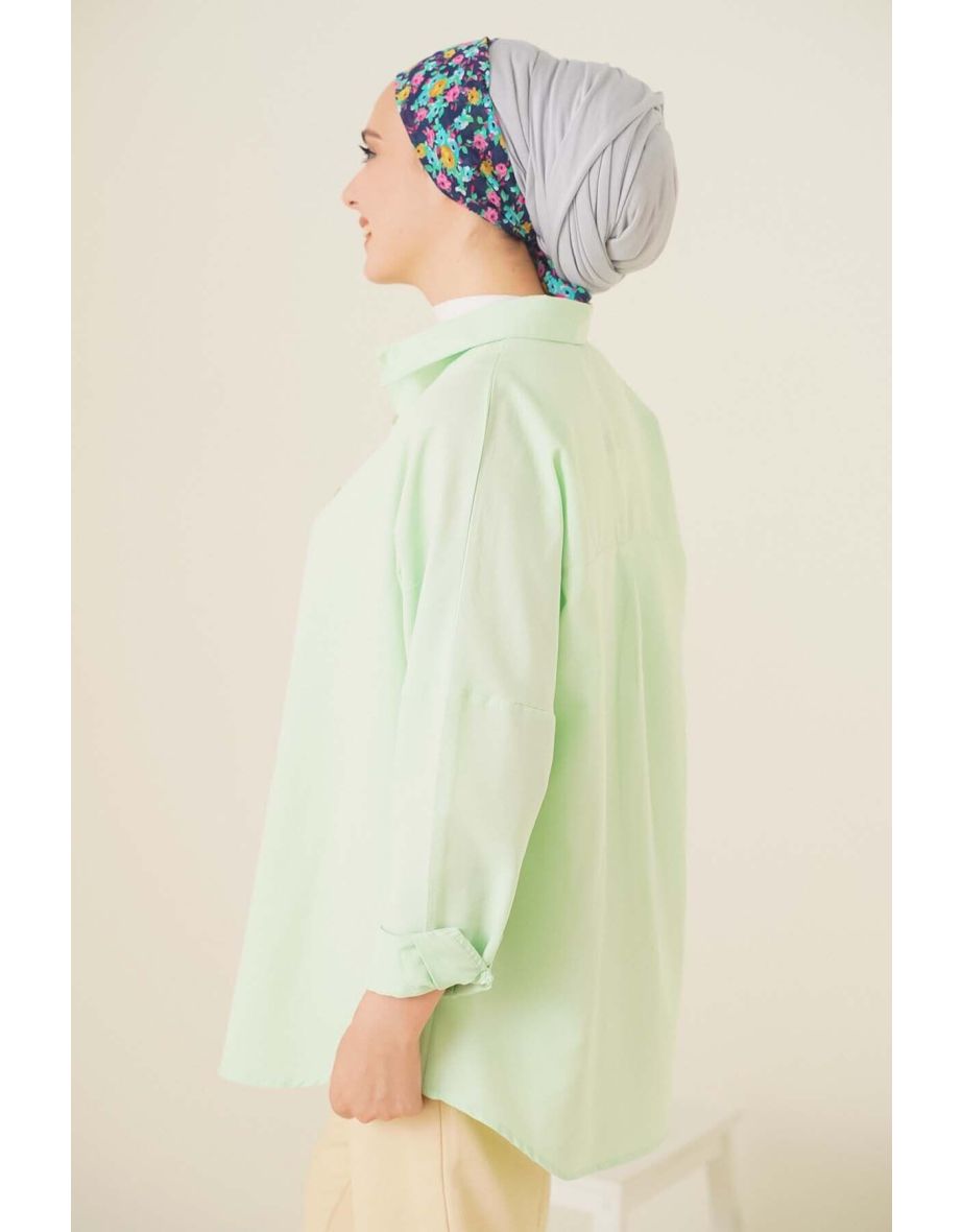 Oversize Basic Shirt - E.green - 2