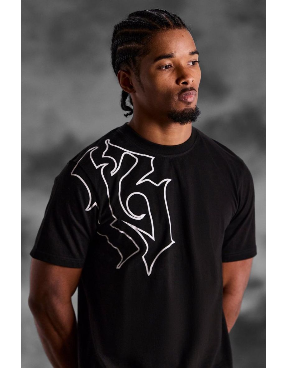 Slim Fit Gothic B Print T-shirt - black - 2