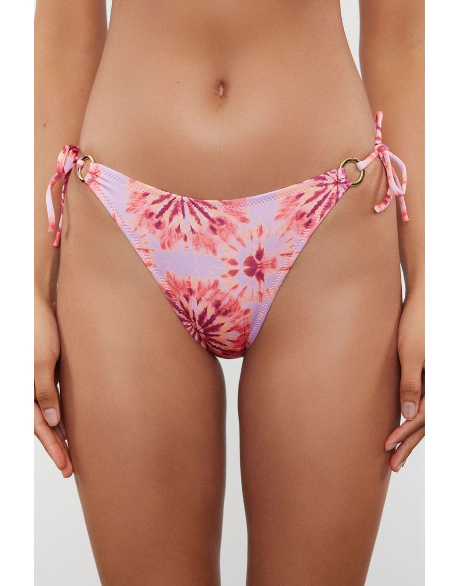 Floral Patterned Tie-Up High Waist Hipster Bikini Bottom - 5