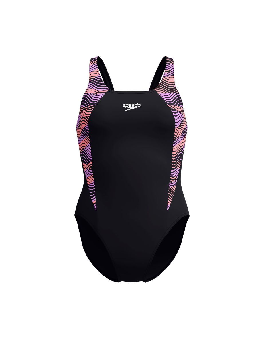 Women's Speedo Hyperback Splice Muscleback Swimsuit in Black